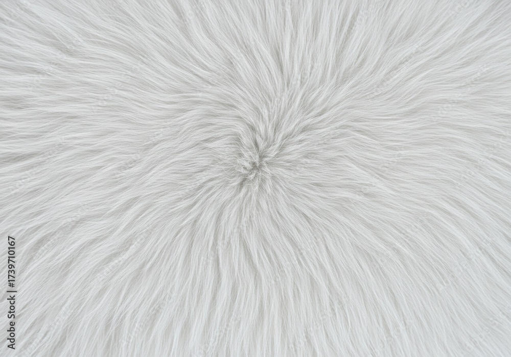 Fototapeta premium White soft faux fur texture with long hair creating a beautiful abstract circular background