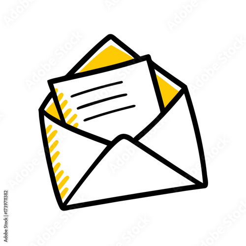 Open Envelope With Visible Letter Inside Icon For Web And Graphic Design