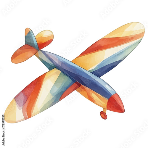 watercolor vector of Glider, isolated on a white background.