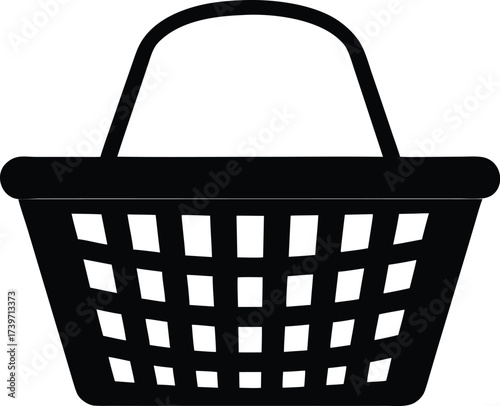  A classic shopping basket with a sturdy handle silhouette vector illustration