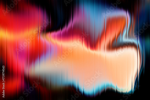 Glass grainy blurred neon gradient background energetic abstract fluid art with vertical lines and colors