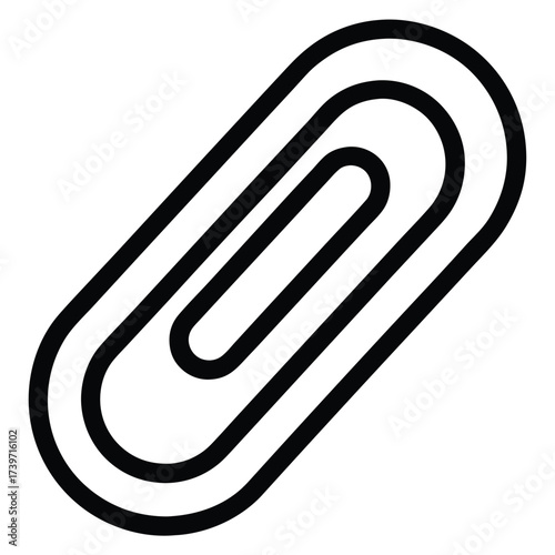 Simple black and white outline paper clip icon for attachments
