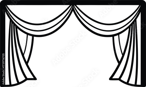  stage curtains opening to reveal an empty space or backdrop for performance