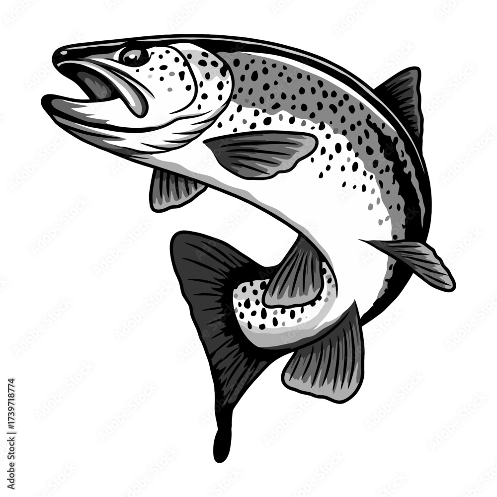 Fototapeta premium trout fishing illustration logo vector image t shirt