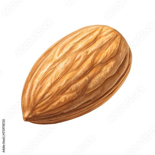 almond, a single whole almond isolated on a white background