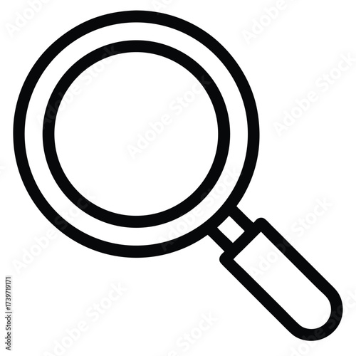 Black and white outline magnifying glass search icon