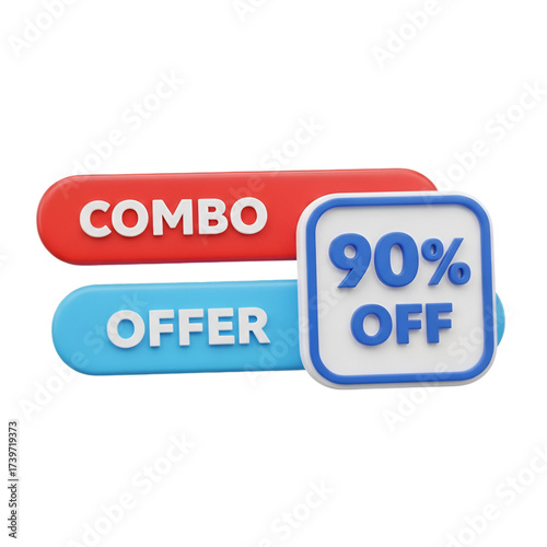 Combo offer 90 off isolated on transparent background