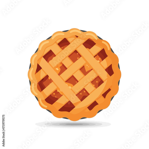 Illustration of a freshly baked apple pie with a lattice crust.