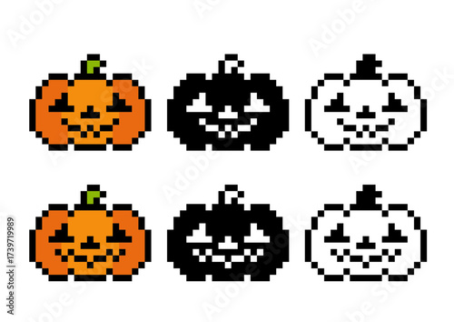 ドット絵のジャックオランタンセット