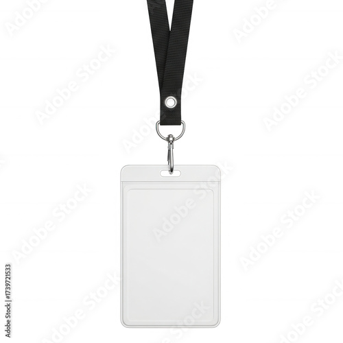 White lanyard badge holder isolated on a transparent background