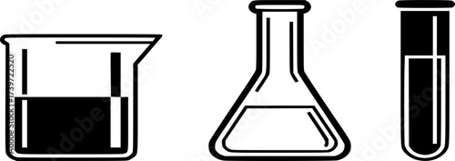 laboratory, glasses, icon, vector, science, test tube, comical, flask, solid, line, illustration, jar, goggles, set, symbol, scientist, signs, outline, chemist, tube, technology, tube, biotechnology, 