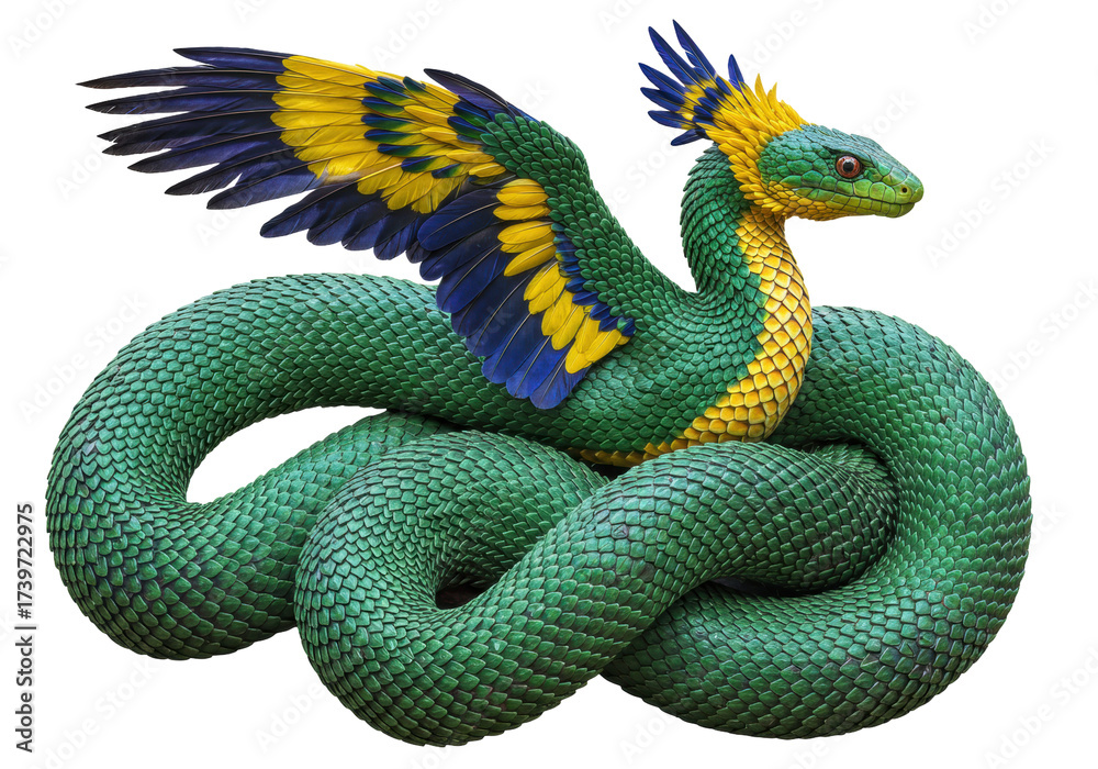 Fototapeta premium Isolated mythical winged serpent, fantasy creature for fairytale or folklore concept art