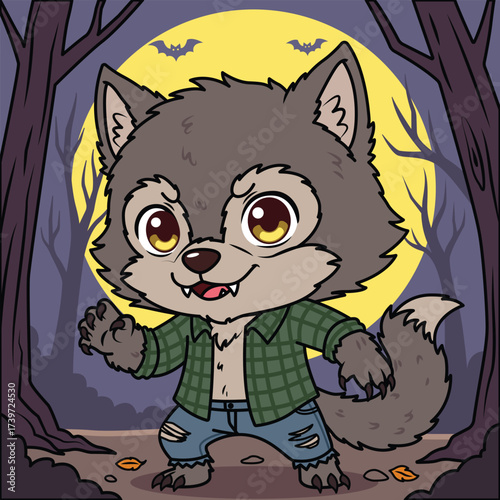 Werewolf background with a full moon graveyard