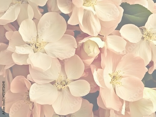 Pastel floral background with blooming flowers perfect for romantic theme