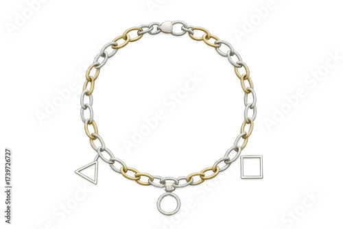 Wallpaper Mural Modern two-tone chain with geometric charms, isolated on transparent. Torontodigital.ca