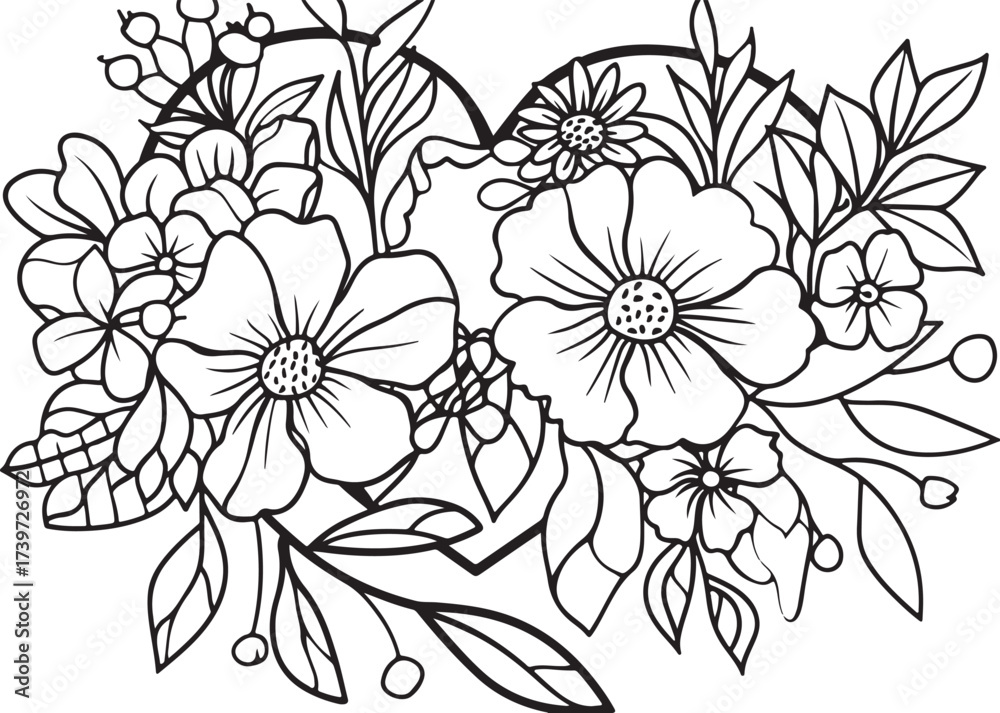 Fototapeta premium Beautiful Floral Heart Design