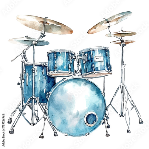 watercolor of Drums, vector, isolated on a white background.