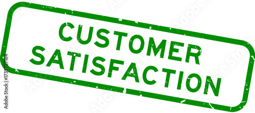 Grunge green customer satisfaction word square rubber seal stamp on white background