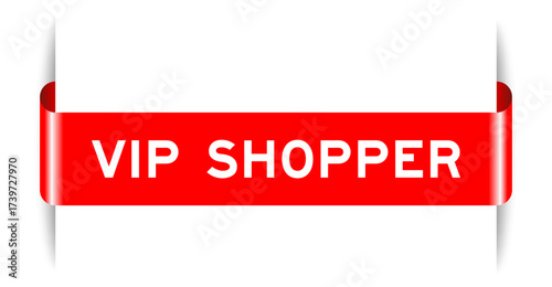 Red color inserted label banner with word VIP shopper on white background