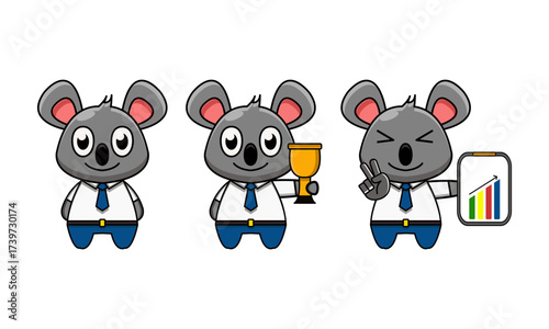 Set of Cute Koala Businessman Mascot Cartoon Characters