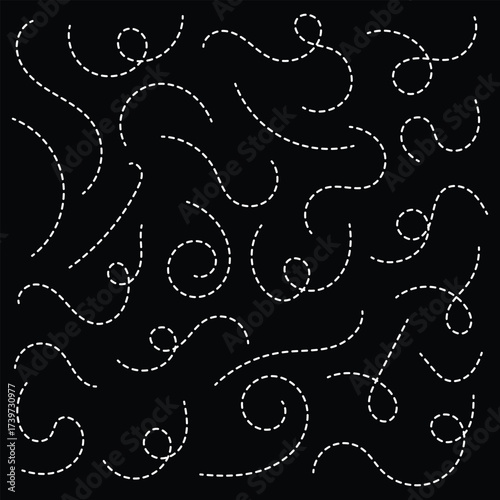 Path travel dotted line trip dashed trace destination track plan and silhouette, travelling symbol. Wavy line, curved dotted line. Seamless pattern of continuous wavy lines. eps 10