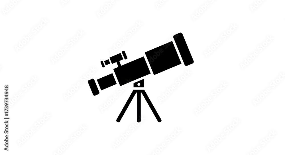 Fototapeta premium Telescope icon black silhouette isolated white background