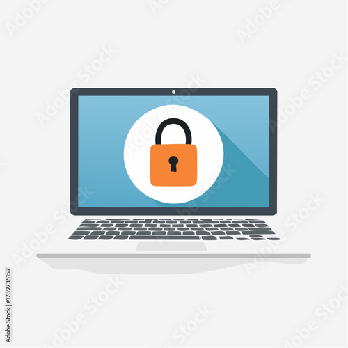 Laptop with a padlock on the screen, representing computer security.