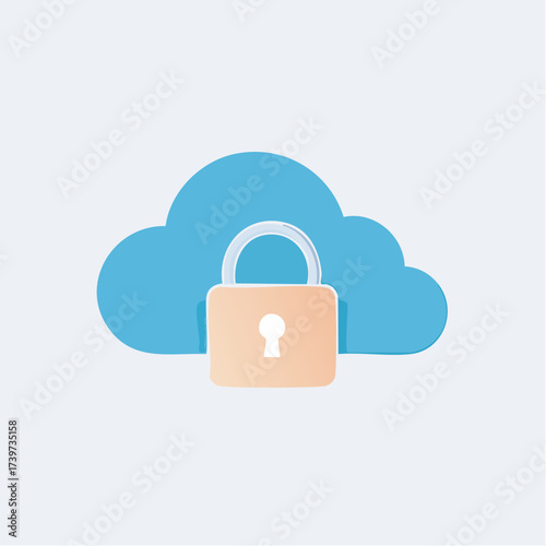 Cloud security: a padlock in front of a cloud, symbolizing data protection.