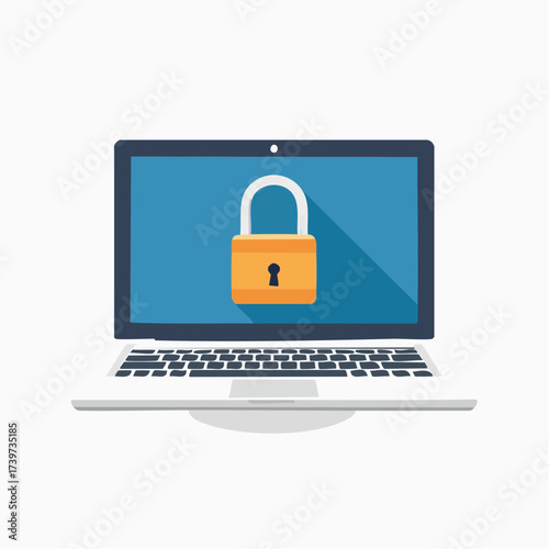 Laptop with a padlock on the screen, representing computer security.