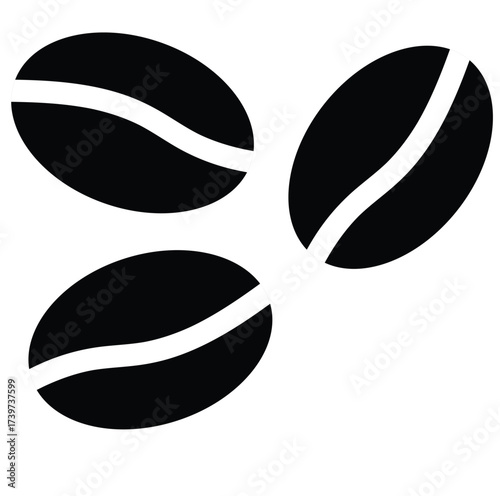 Cute cartoon hand drawn vector coffee beans icon silhouette.