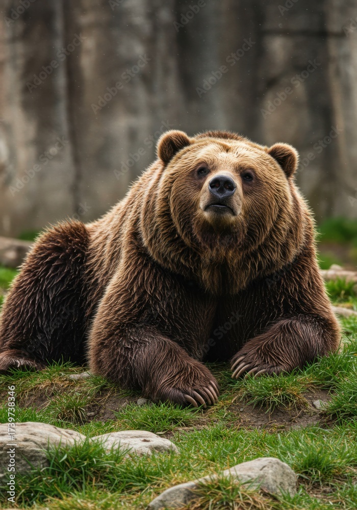 Obraz premium Relaxing Brown Bear on its Back