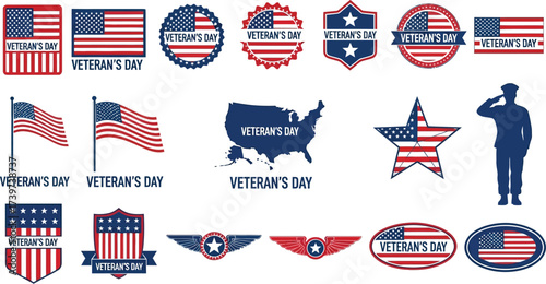 Veterans day clip art collection patriotic vector graphics