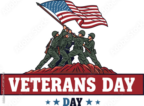 Veterans day honoring military service patriotic illustration