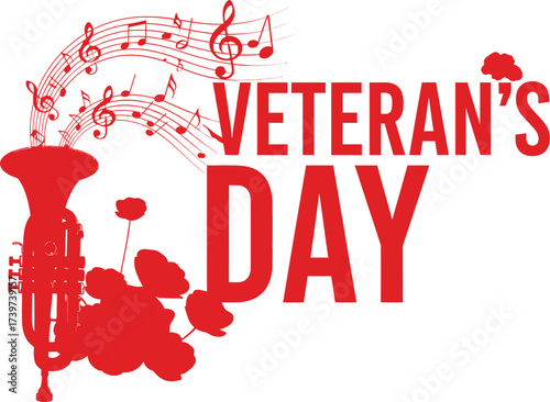 Veteran's day celebration with music and poppy flower tribute