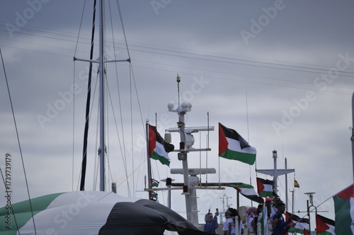 Photography Palestinian flags flotillas from Barcelona