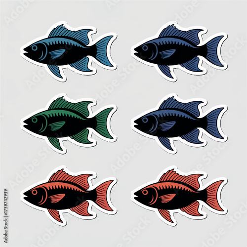 A beautiful varieties sea fish silhouette.