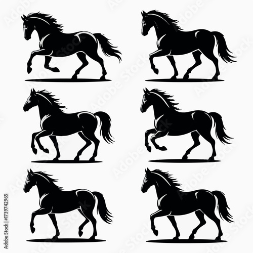 set of horse silhouettes