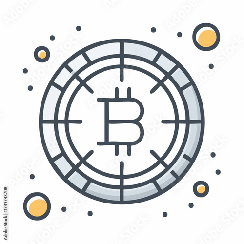 Interior of a Bitcoin symbol, nobody inside, in an empty concept. Cryptocurrency is targeted