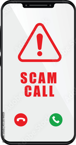 unwanted scam call alert with smartphone display screen