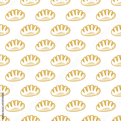 Bread seamless pattern background. doodle bread pattern background. Bakery theme pattern background. Bake shop themes pattern doodle for packaging.