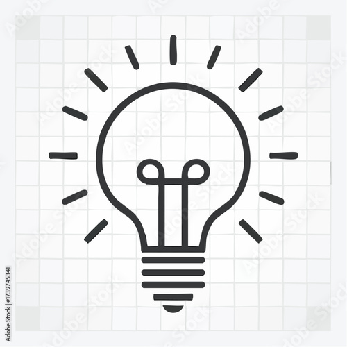 Simple Lightbulb Icon Idea Interior nobody empty Illustration on White Background