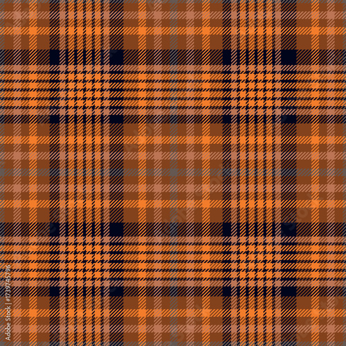 Design checkered  for prints.Seamless orange, blue check pattern. Repeating patern plaid.  Repeated tartan fabric. Vector scottish fabriс. Ekose texture. Madras flannel. Checker line. Stripe gingham