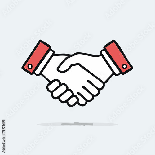 A symbolic handshake illustration signifying a future contract within an empty interior office space, a concept of potential with nobody present