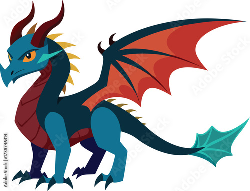 Mythical fantasy dragon creature vector illustration scalable eps for graphic design