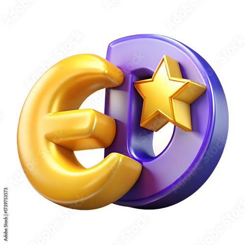 Colorful 3D ED Logo with Star Symbol and Modern Design Element