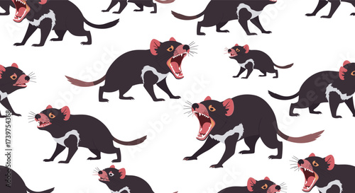 A delightful pattern featuring adorable pixel art Tasmanian devils.
