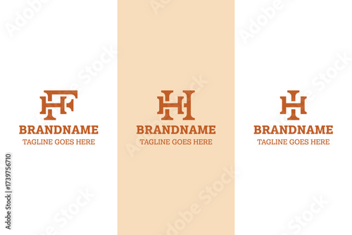 Letters HF HH HI Monogram Logo Set, for business with HF FH HH H HI IH initials