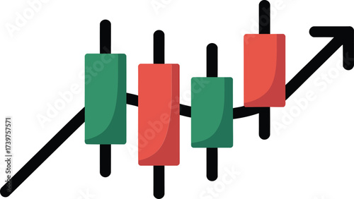 Bullish Candlestick Chart with Upward Trend Arrow Icon