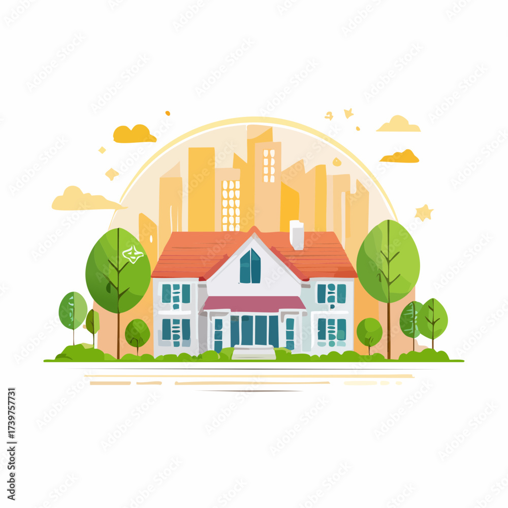 Naklejka premium Real estate property with sustainable features