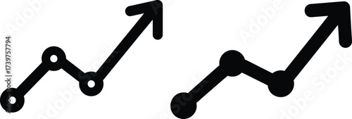Upward Trending Financial Line Graph Growth Icon Set